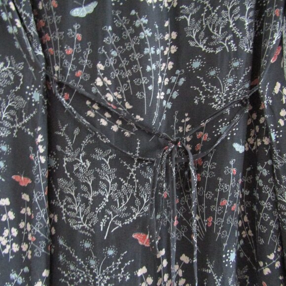 Loft Tunic Dress XS Petite Gray Floral Romantic Boho Casual Fall - Picture 7 of 11